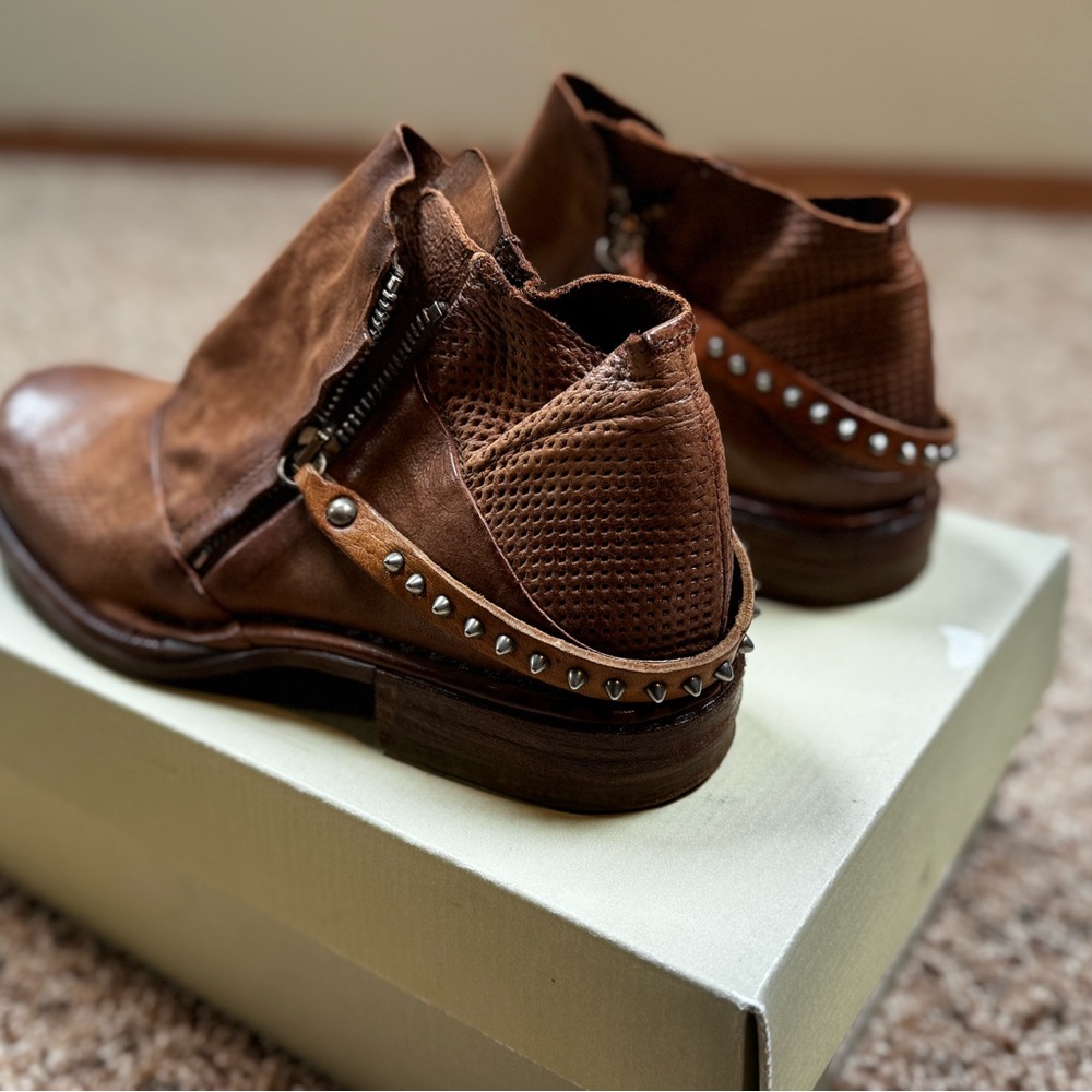 A.S.98 Art 706206
Calvados/Natural
Brown Leather Ankle Boots w/ Studded Strap - Picture 6 of 8